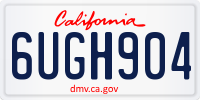 CA license plate 6UGH904