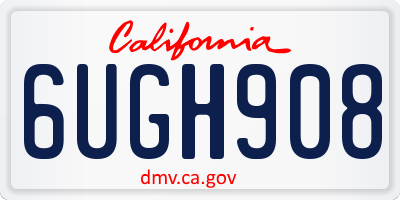 CA license plate 6UGH908