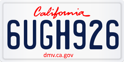 CA license plate 6UGH926