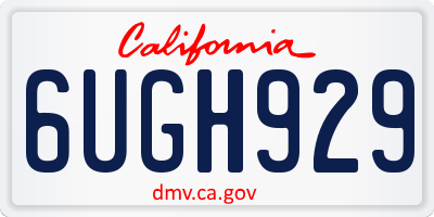 CA license plate 6UGH929