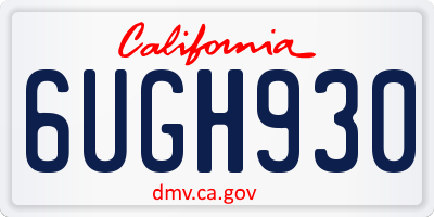 CA license plate 6UGH930
