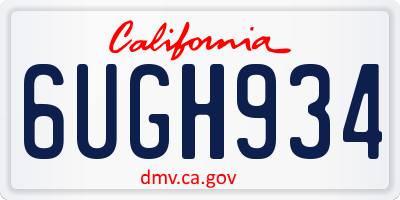 CA license plate 6UGH934