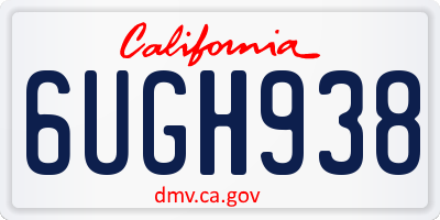 CA license plate 6UGH938