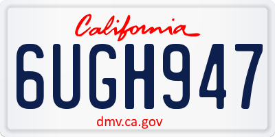 CA license plate 6UGH947