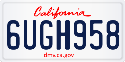 CA license plate 6UGH958