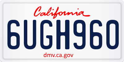CA license plate 6UGH960