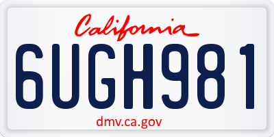 CA license plate 6UGH981
