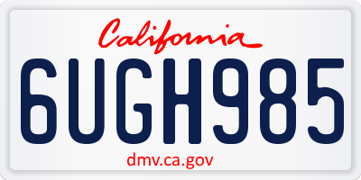 CA license plate 6UGH985