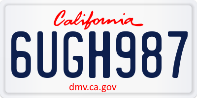 CA license plate 6UGH987