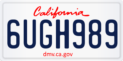 CA license plate 6UGH989