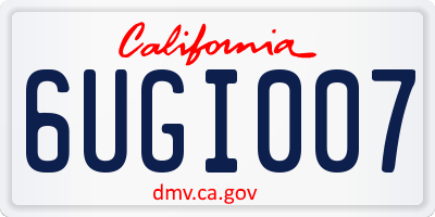 CA license plate 6UGI007
