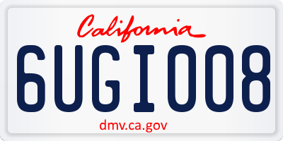 CA license plate 6UGI008