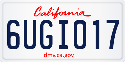 CA license plate 6UGI017