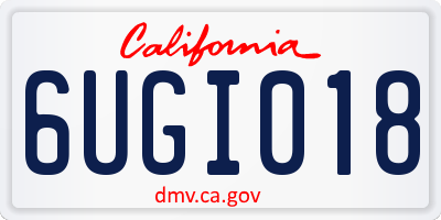 CA license plate 6UGI018