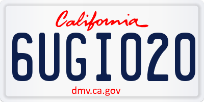 CA license plate 6UGI020