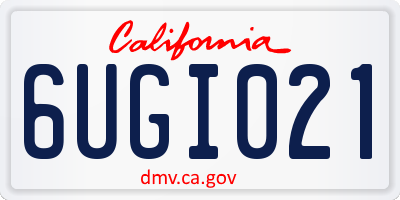 CA license plate 6UGI021