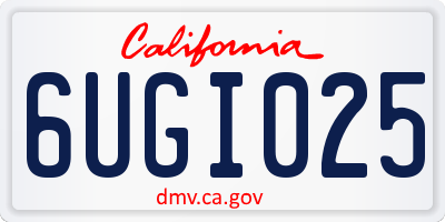 CA license plate 6UGI025