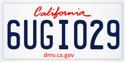 CA license plate 6UGI029