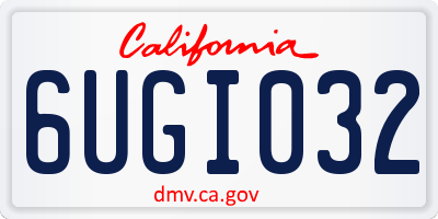 CA license plate 6UGI032