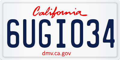 CA license plate 6UGI034