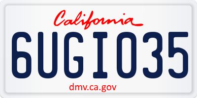 CA license plate 6UGI035