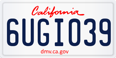 CA license plate 6UGI039
