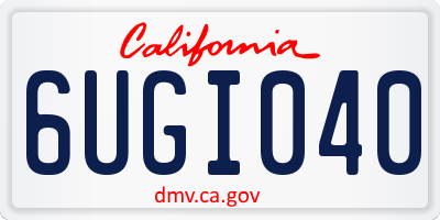 CA license plate 6UGI040