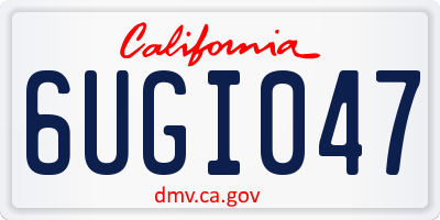 CA license plate 6UGI047
