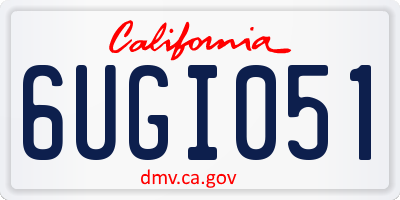 CA license plate 6UGI051