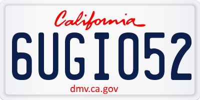 CA license plate 6UGI052