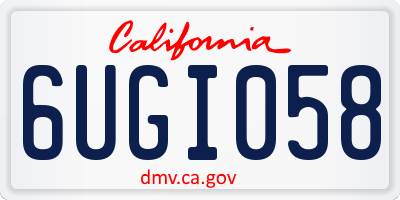 CA license plate 6UGI058
