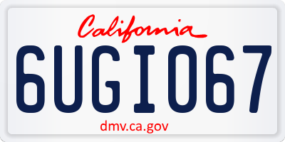 CA license plate 6UGI067