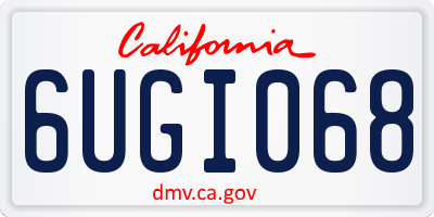 CA license plate 6UGI068