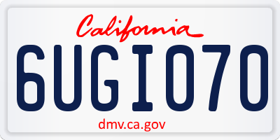 CA license plate 6UGI070