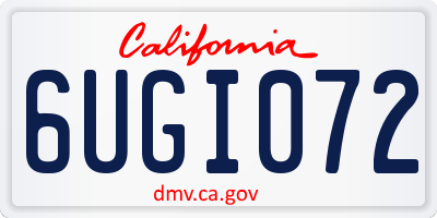 CA license plate 6UGI072