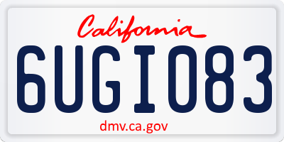 CA license plate 6UGI083
