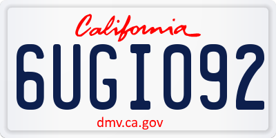 CA license plate 6UGI092