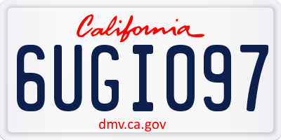 CA license plate 6UGI097