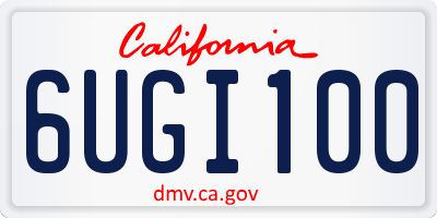 CA license plate 6UGI100