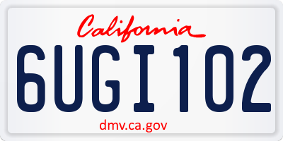 CA license plate 6UGI102