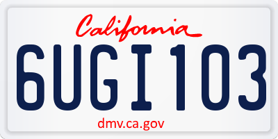 CA license plate 6UGI103