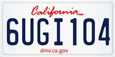 CA license plate 6UGI104