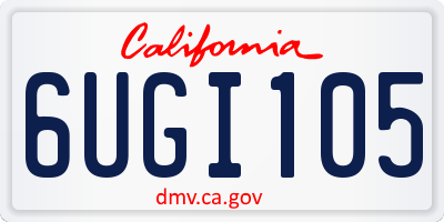 CA license plate 6UGI105