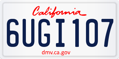 CA license plate 6UGI107