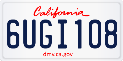 CA license plate 6UGI108