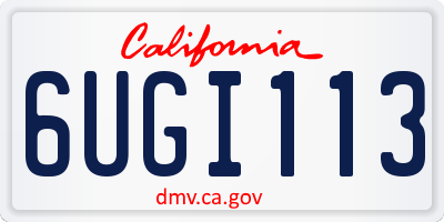 CA license plate 6UGI113