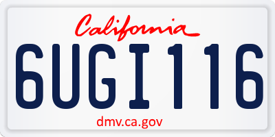 CA license plate 6UGI116