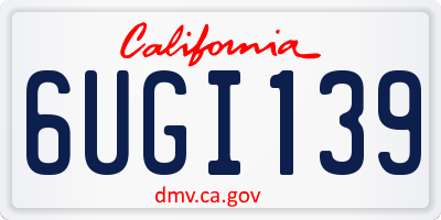 CA license plate 6UGI139
