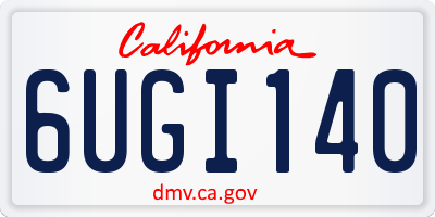 CA license plate 6UGI140