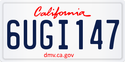 CA license plate 6UGI147